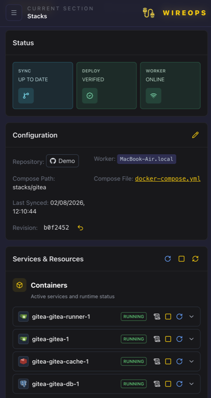 Mobile stack detail